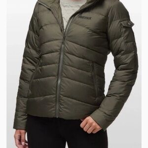 Marmot Women's Off-White Puffer Jacket with Faux Fur Hood